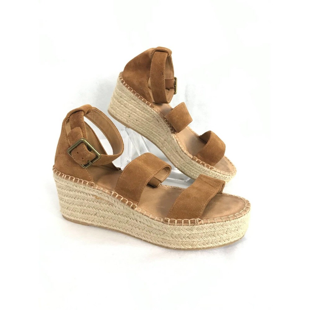 Soludos Sandals Womens Sz 10 Brown Suede Como Espadrille Wedge Platform Buckle